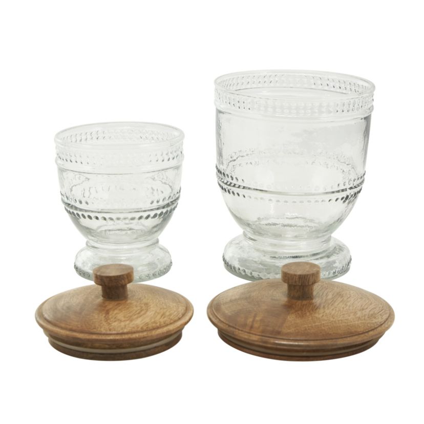 Natural Glass Decorative Jars - Set of 2