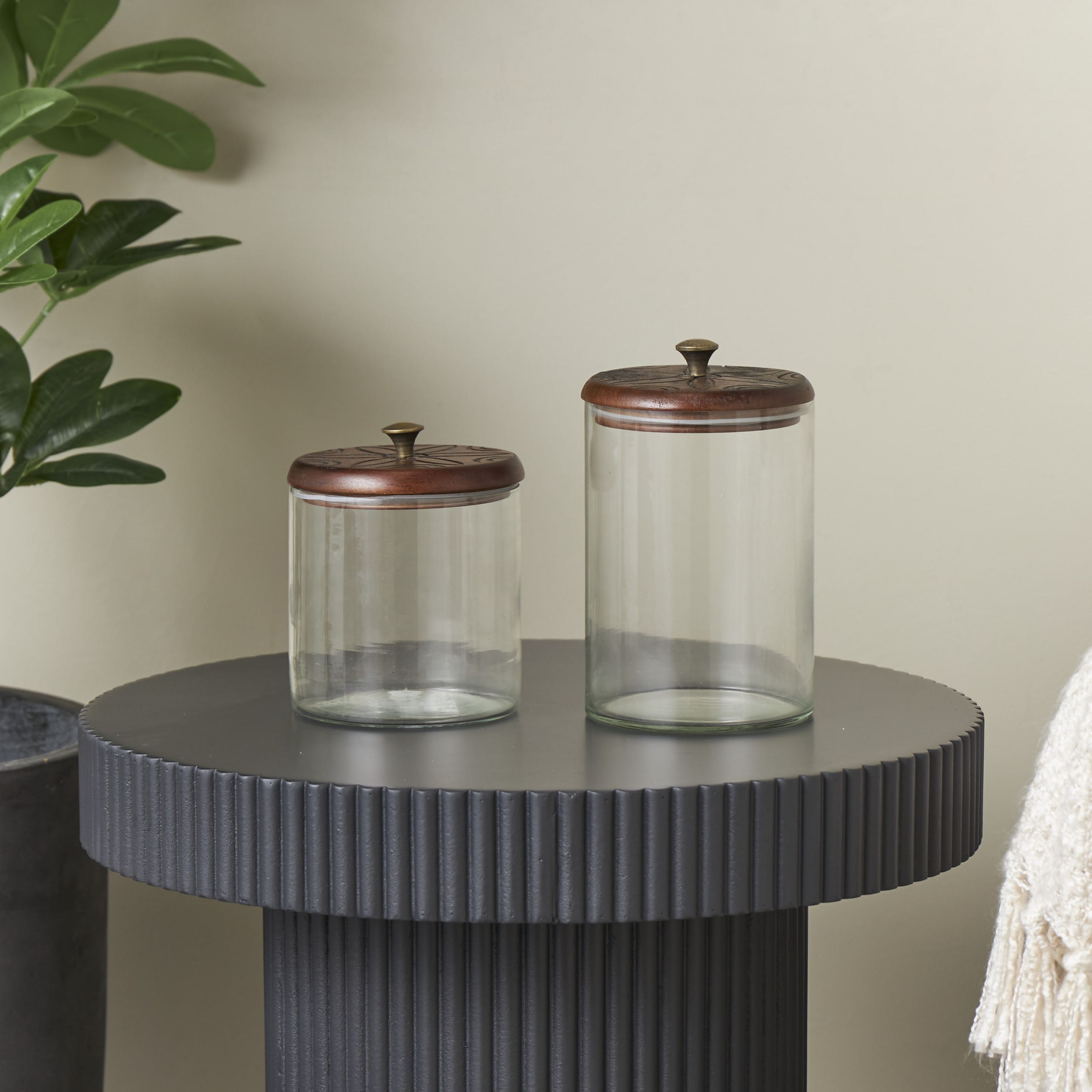 Farmhouse Glass Decorative Jars - Set of 2