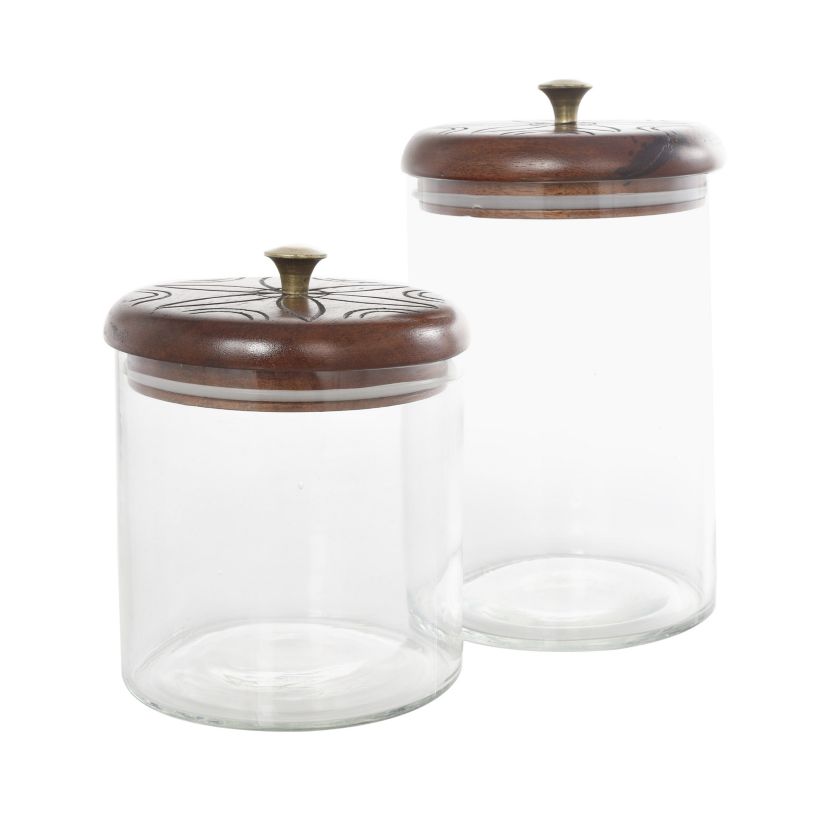 Farmhouse Glass Decorative Jars - Set of 2