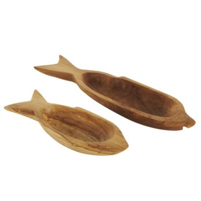 Nautical Teak Wood Tray - Set of 2