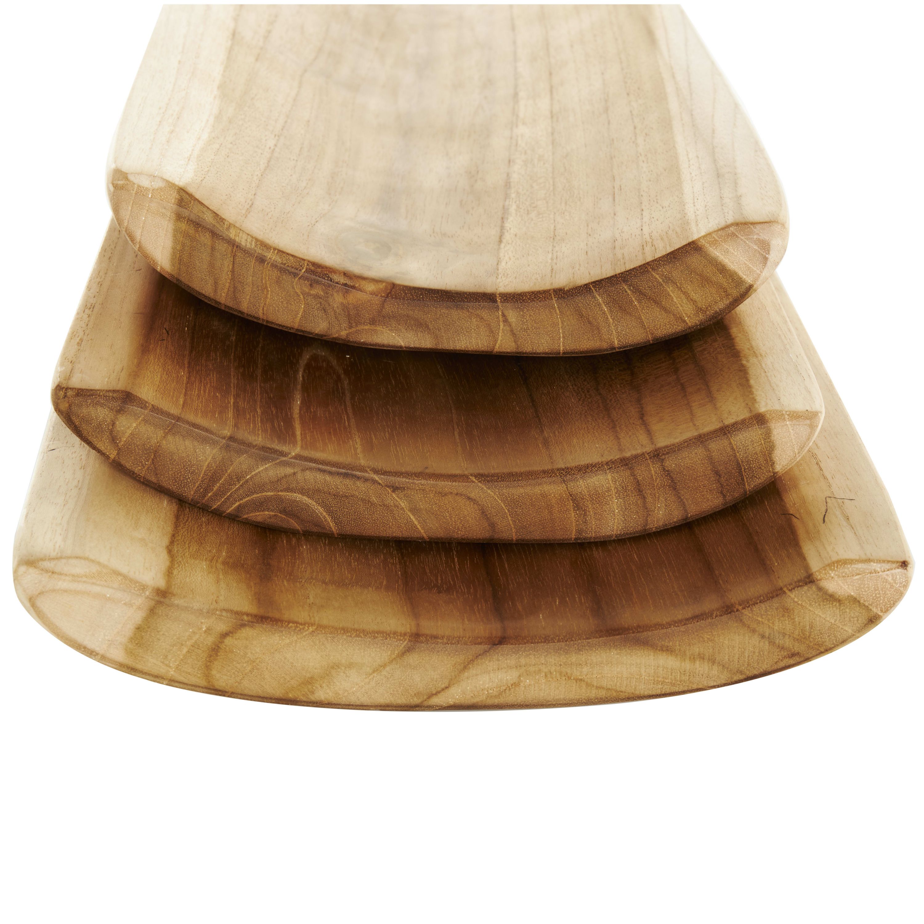 Natural Teak Wood Tray - Set of 3