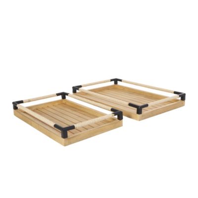 Modern Farmhouse Wood Tray - Set of 2