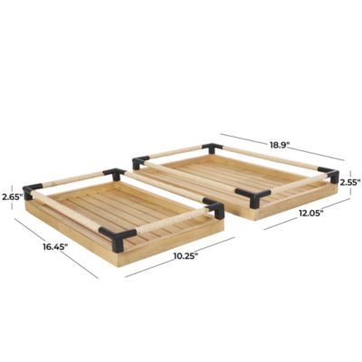 Modern Farmhouse Wood Tray - Set of 2