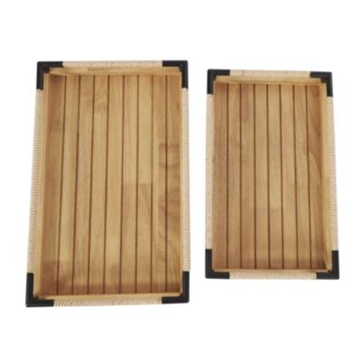 Modern Farmhouse Wood Tray - Set of 2