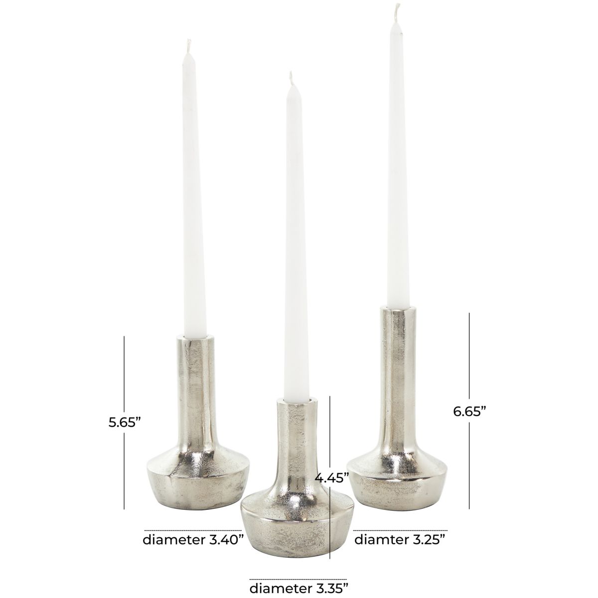 Contemporary Aluminum Metal Candle Holder - Set of 3