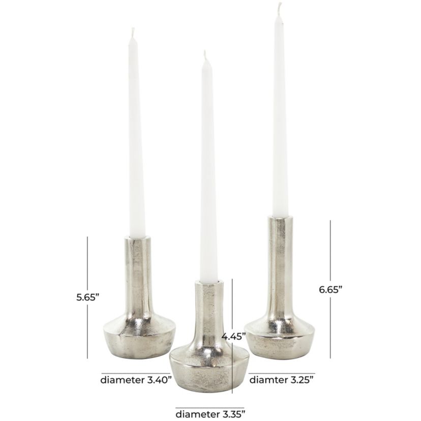 Contemporary Aluminum Metal Candle Holder - Set of 3