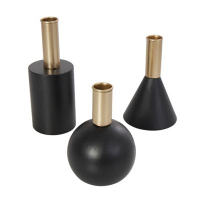 Contemporary Wood Candle Holder - Set of 3