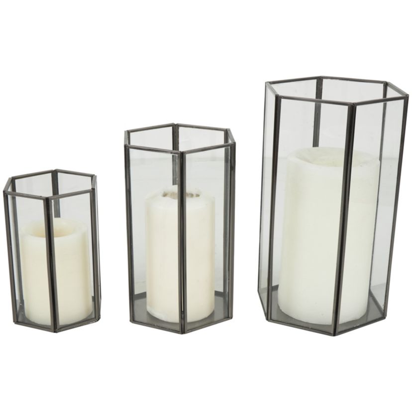 Modern Metal Candle Lantern - Set of 3