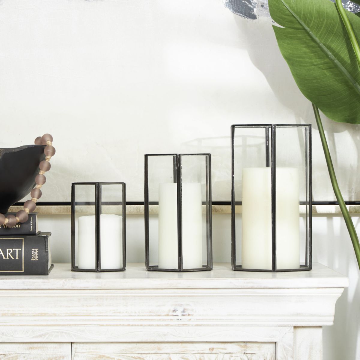 Modern Metal Candle Lantern - Set of 3