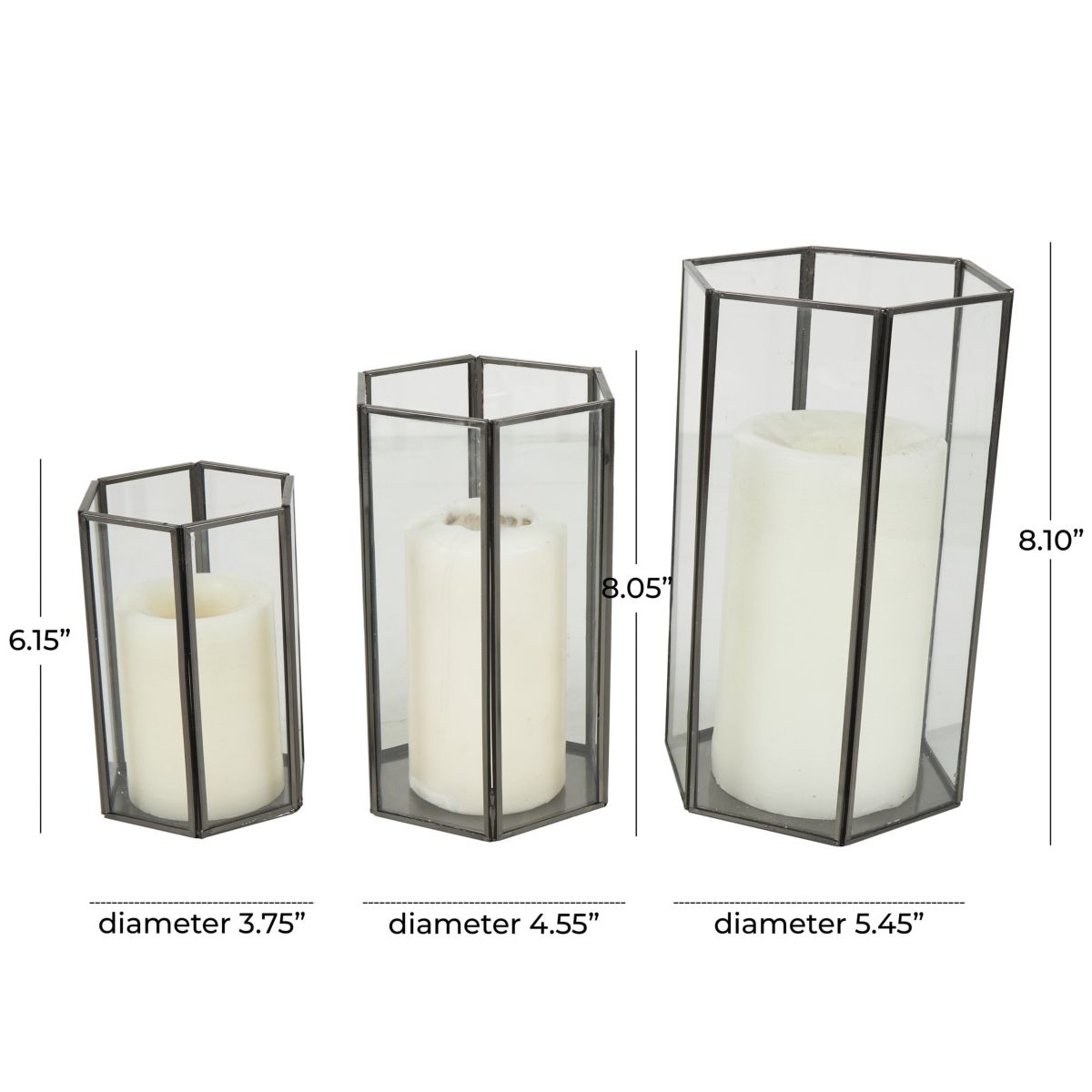 Modern Metal Candle Lantern - Set of 3