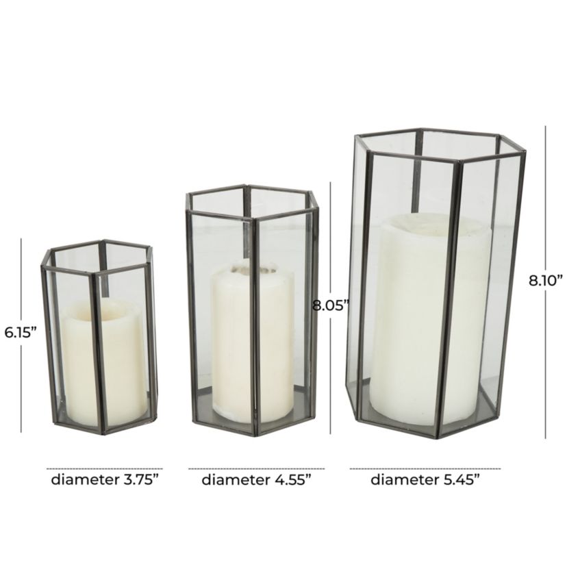 Modern Metal Candle Lantern - Set of 3