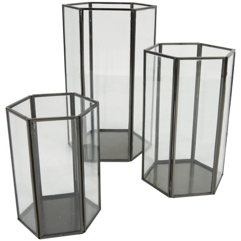 Modern Metal Candle Lantern - Set of 3