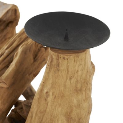 Traditional Teak Wood Candelabra