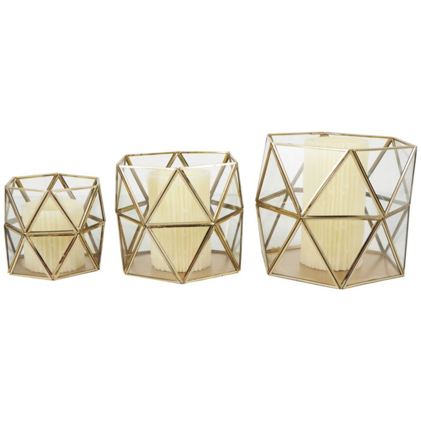 Modern Metal Candle Lantern - Set of 3
