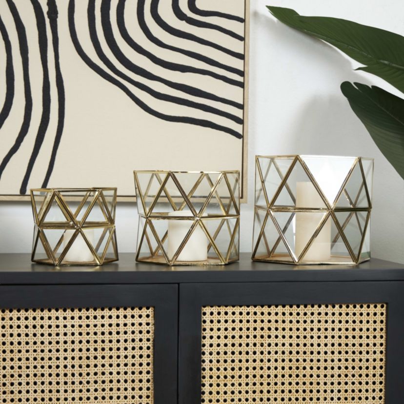 Modern Metal Candle Lantern - Set of 3