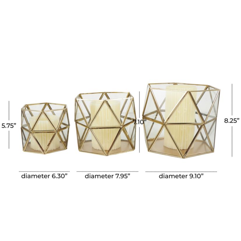 Modern Metal Candle Lantern - Set of 3