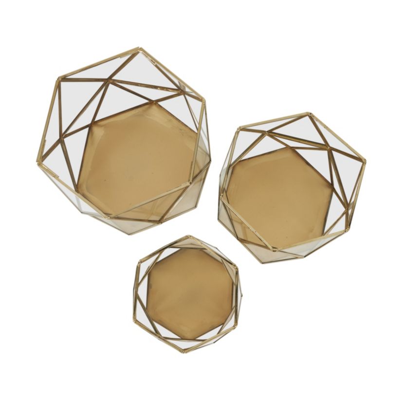 Modern Metal Candle Lantern - Set of 3