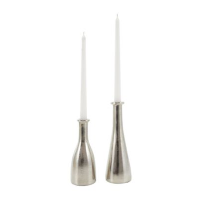 Traditional Aluminum Metal Candle Holder - Set of 2