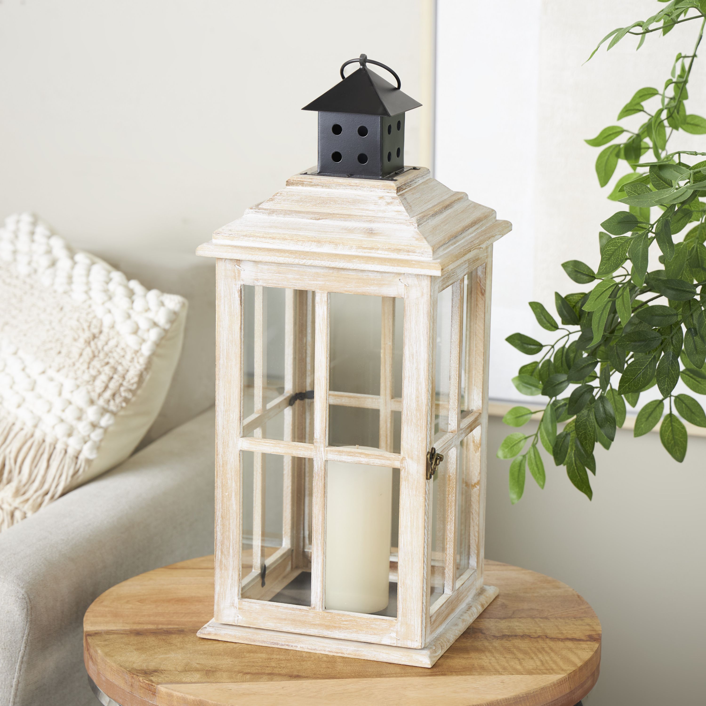 Modern Farmhouse Wood Candle Lantern