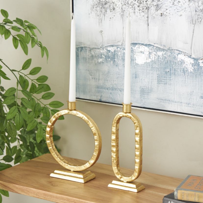 Modern Metal Candle Holder - Set of 2