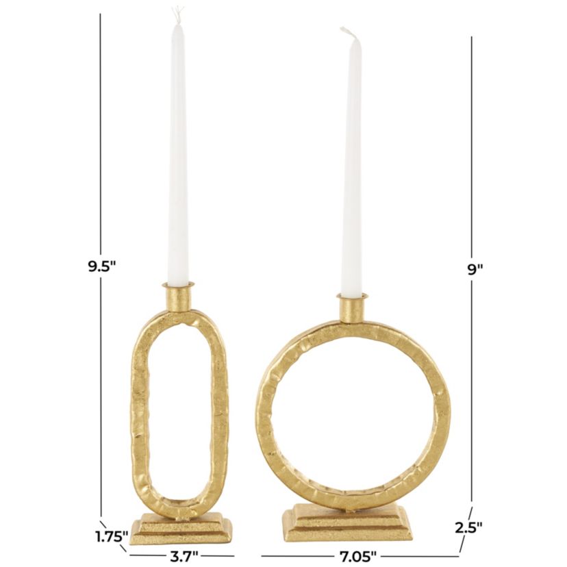 Modern Metal Candle Holder - Set of 2