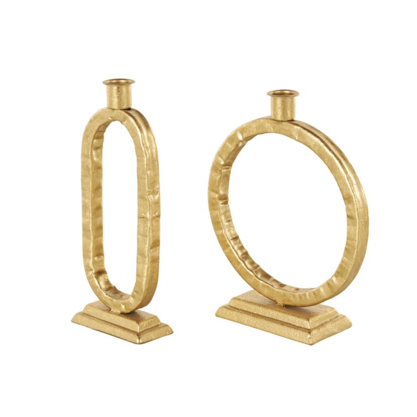 Modern Metal Candle Holder - Set of 2