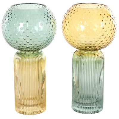 Monroe Lane Eclectic Glass Ribbed Ombre Vase â Set of 2