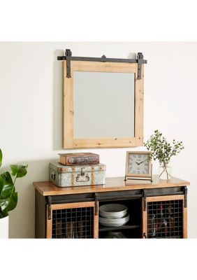 Industrial Wood Wall Mirror