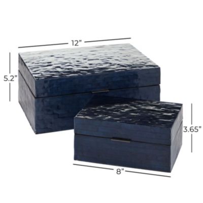 Coastal Mother of Pearl Shell Box - Set of 2