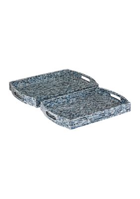 Coastal Wood Tray - Set of 2