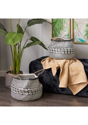 Eclectic Wood Storage Basket - Set of 2