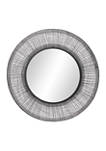 Large Round Metal Wall Mirror with Black Mesh Frame