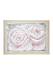 Large White and Pink Roses Acrylic Painting on Canvas in Wood Frame