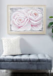 Large White and Pink Roses Acrylic Painting on Canvas in Wood Frame