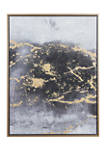 Rectangular Dark Grey And Gold Foil Abstract Canvas Wall Art With Gold Wood Frame, 30 in x 40 in 