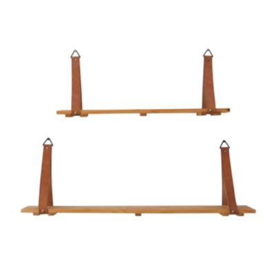 Cosmoliving by Cosmopolitan Contemporary Wood Wall Shelf - Set of 2, Brown