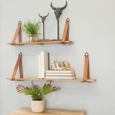 Contemporary Wood Wall Shelf - Set of 2