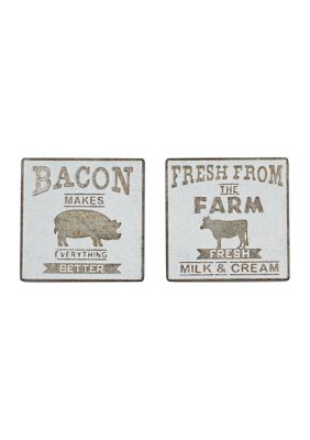 Monroe Lane Set of 2 Square Galvanized Farmhouse Metal Wall Décor | belk