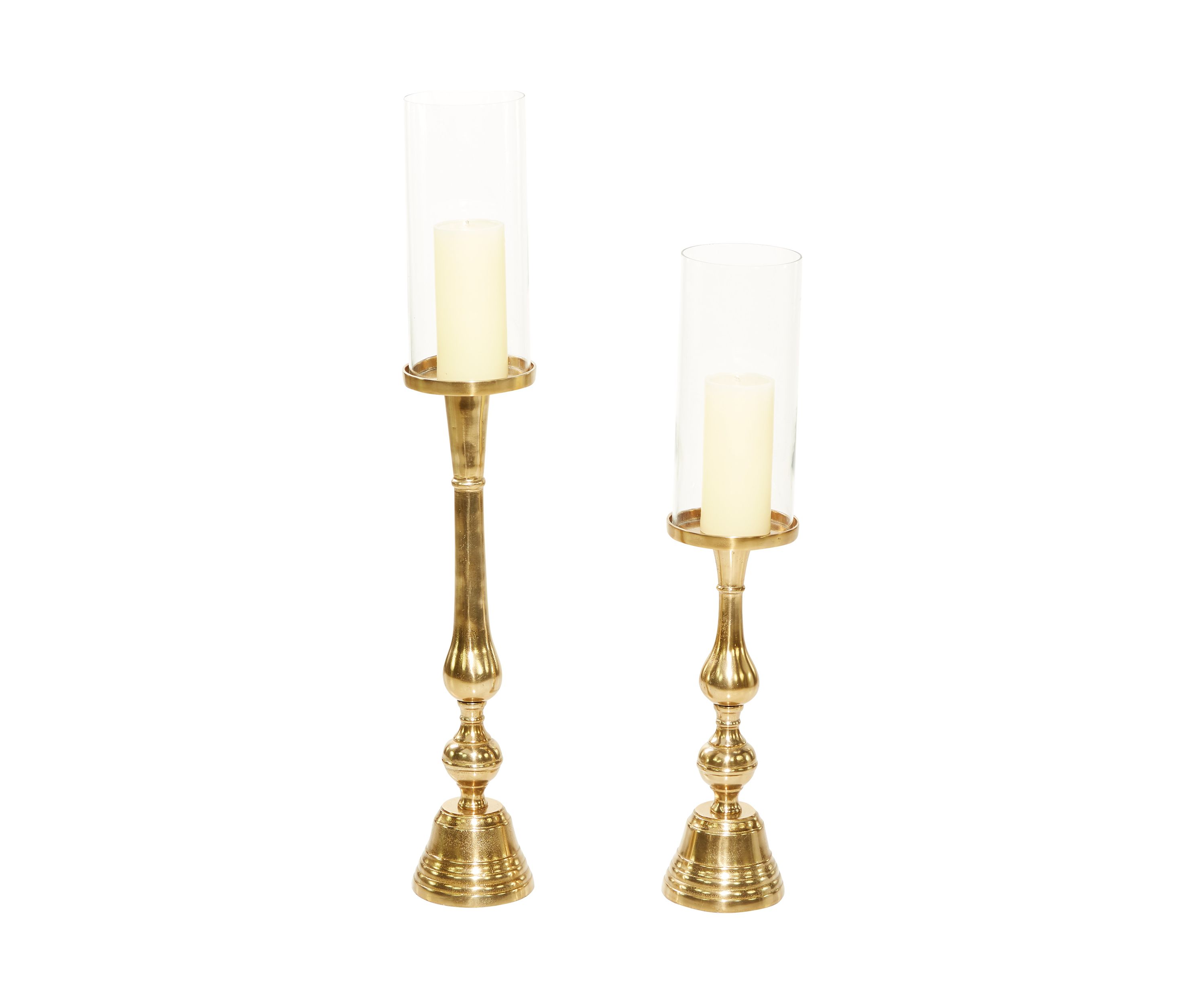 Traditional Aluminum Metal Hurricane Lamp - Set of 2