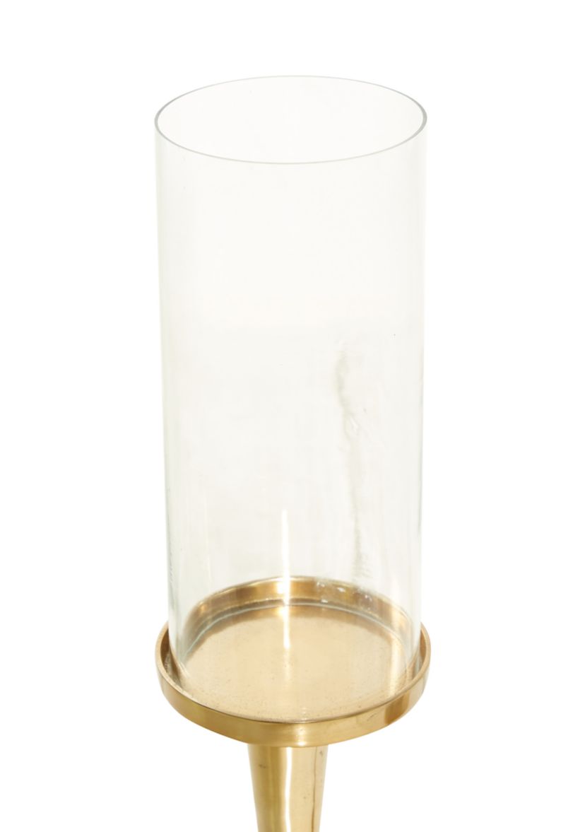 Traditional Aluminum Metal Hurricane Lamp - Set of 2