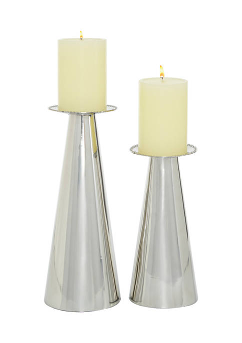 Monroe Lane Stainless Steel Glam Candle Holder Set