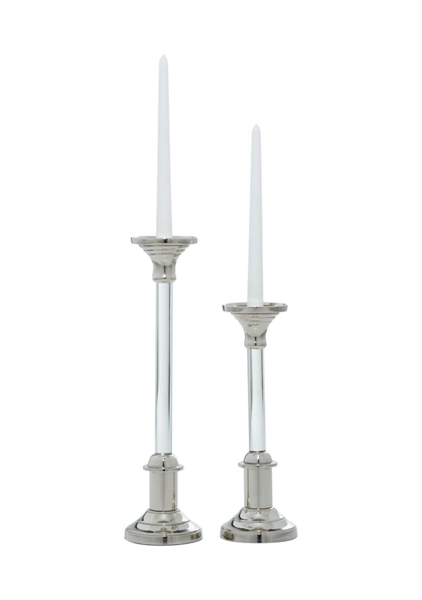 Glam Aluminum Metal Candle Holder - Set of 2