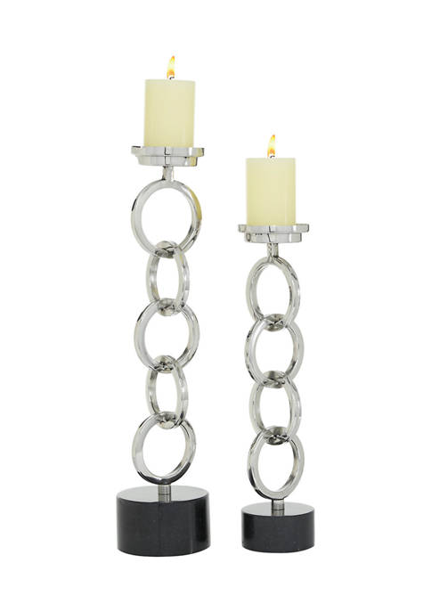 Monroe Lane Stainless Steel Contemporary Candle Holder Set