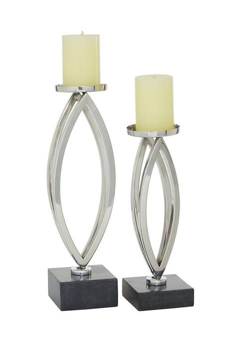 Monroe Lane Stainless Steel Contemporary Candle Holder Set