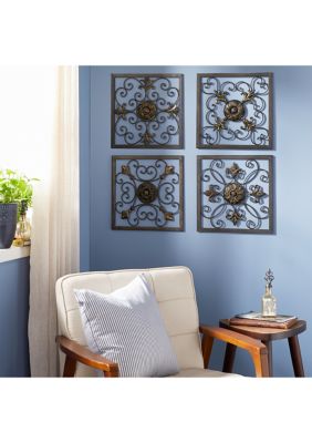 Rustic Metal Wall Decor - Set of 4