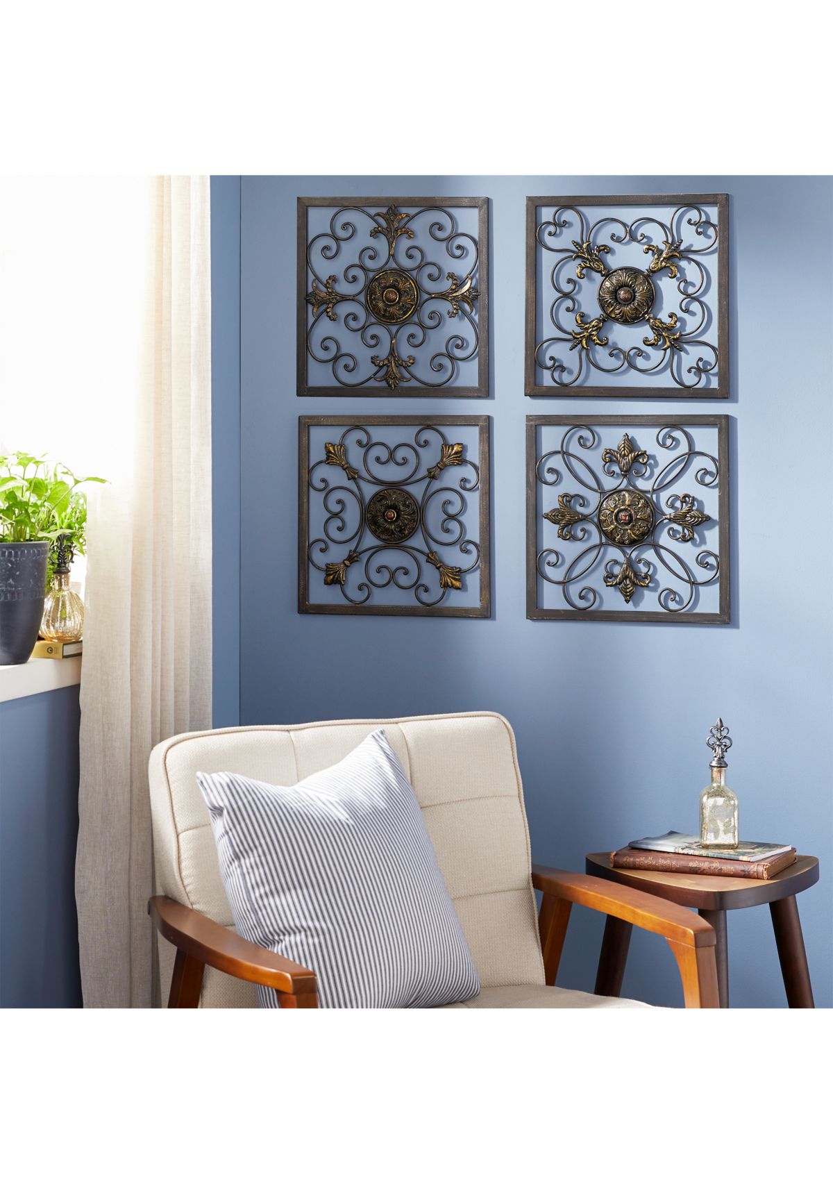 Rustic Metal Wall Decor - Set of 4