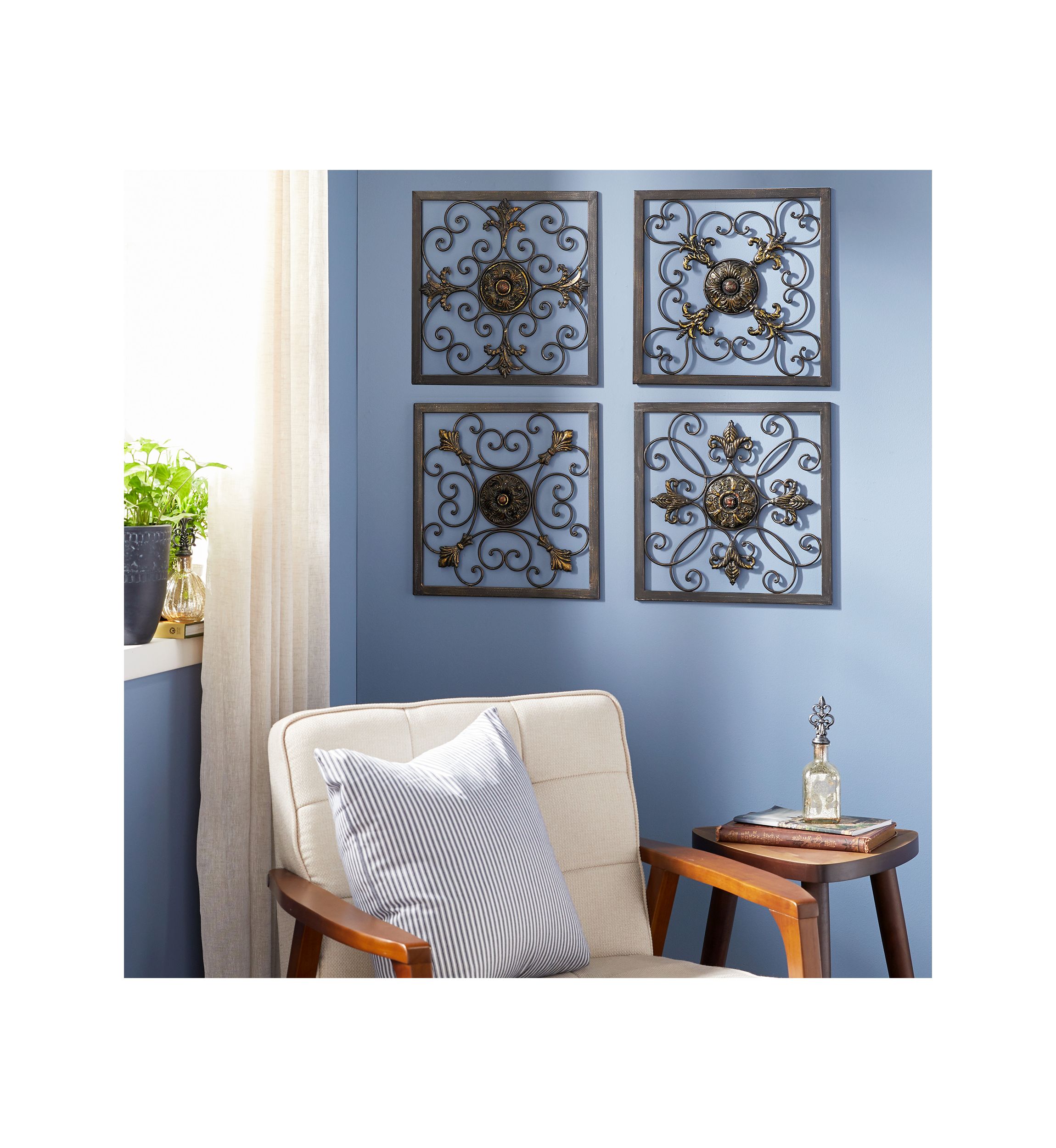 Rustic Metal Wall Decor - Set of 4