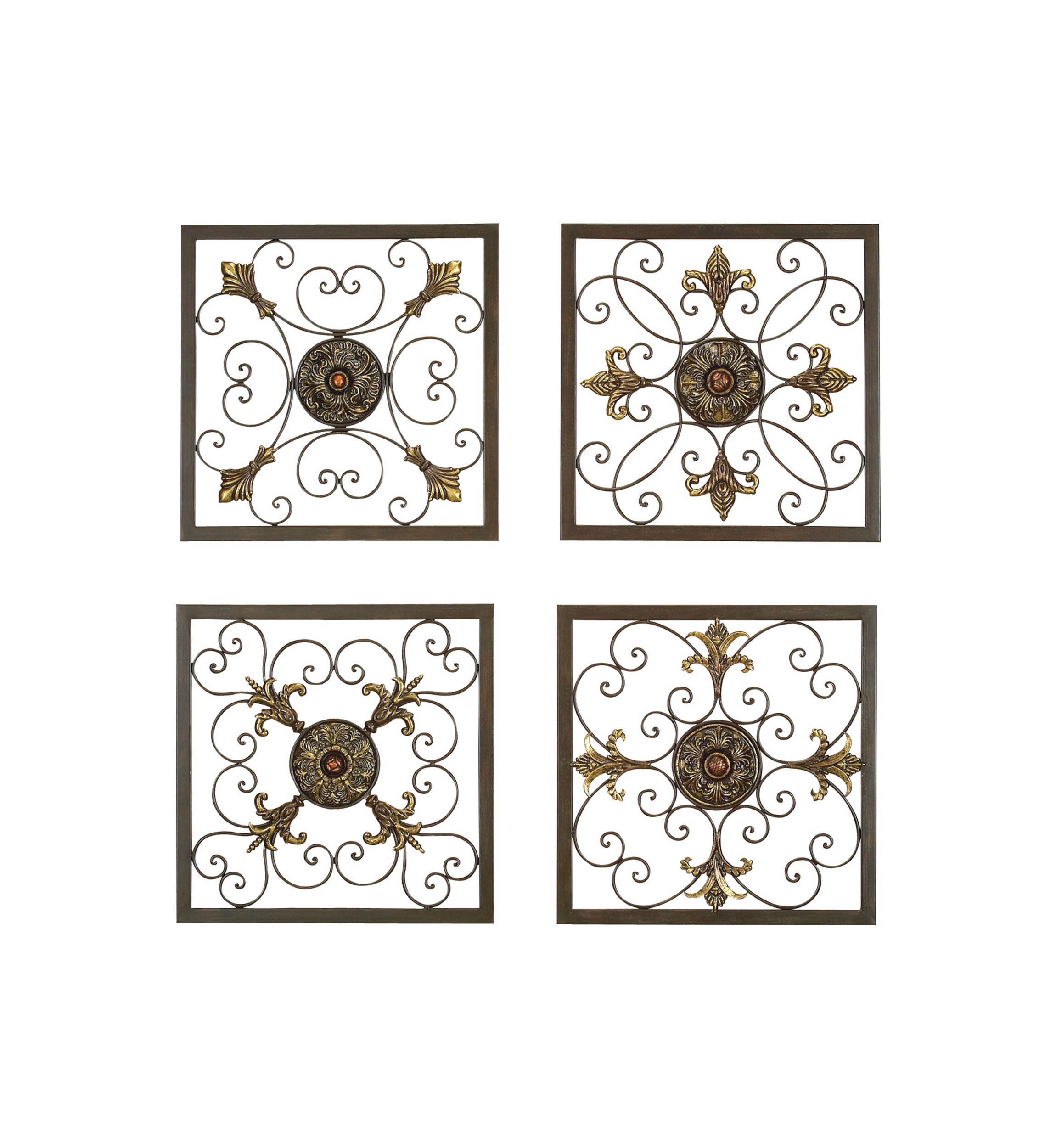 Rustic Metal Wall Decor - Set of 4