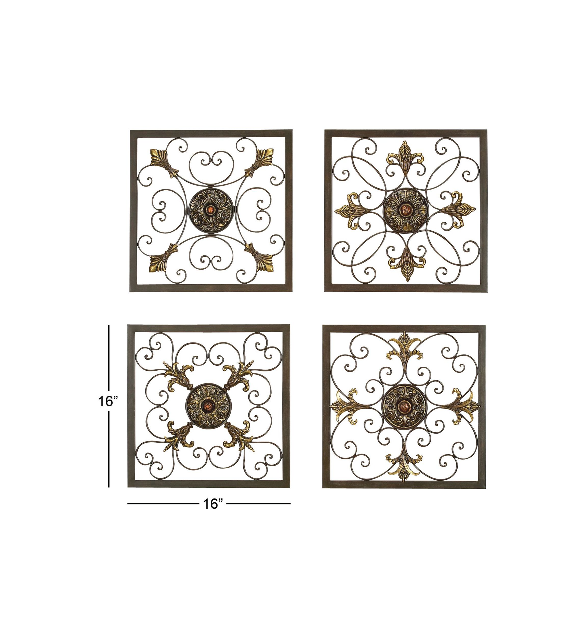 Rustic Metal Wall Decor - Set of 4