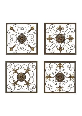 Rustic Metal Wall Decor - Set of 4